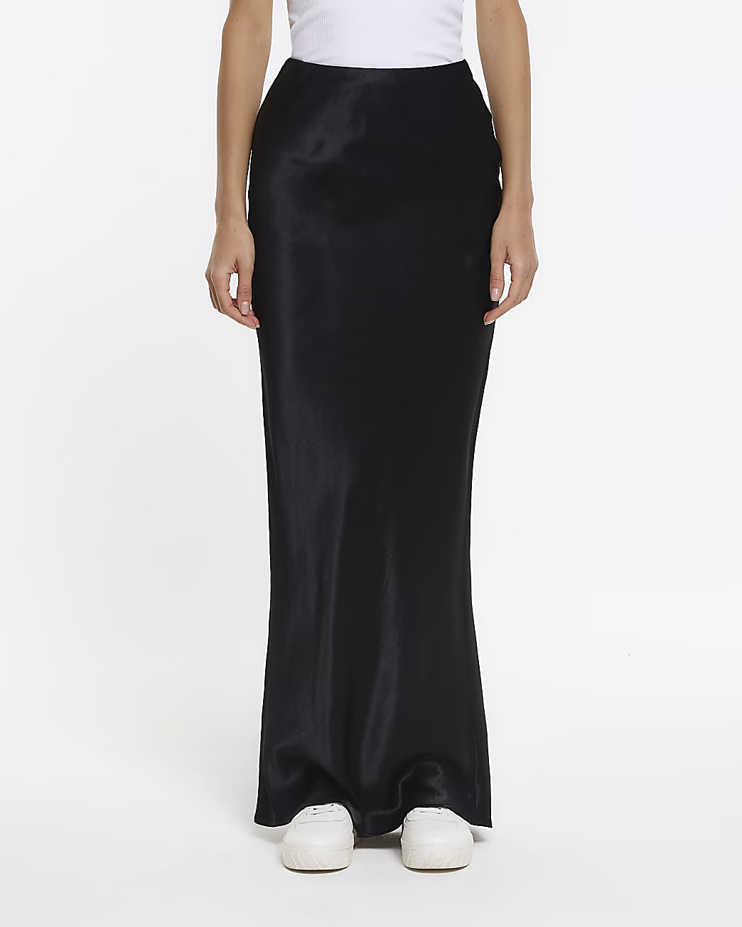 Black RI Studio satin maxi skirt | River Island (UK & IE)