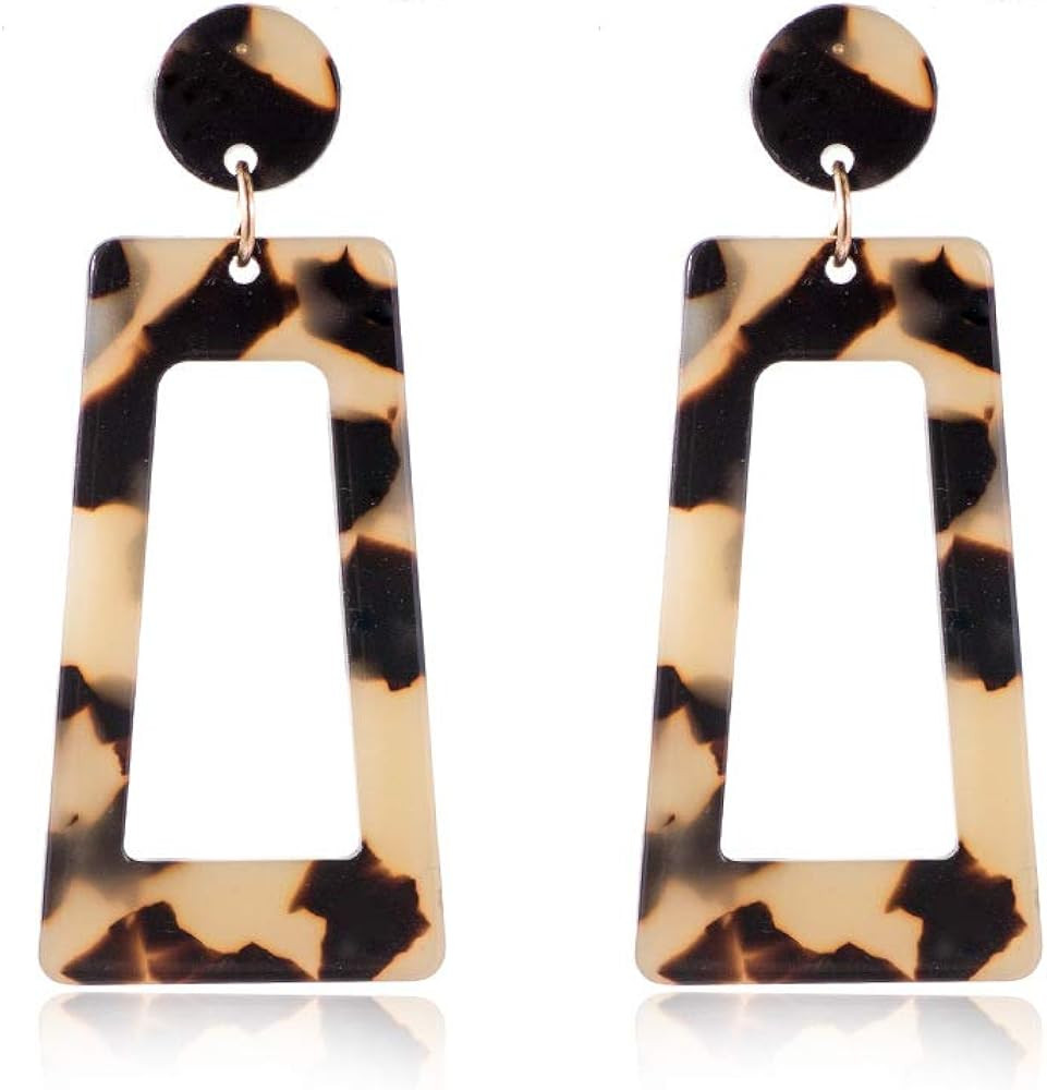 Multicolor Resin Acrylic Rectangle Geometric Drop Dangle Earrings Leopard Mottled Tortoise for Wo... | Amazon (US)