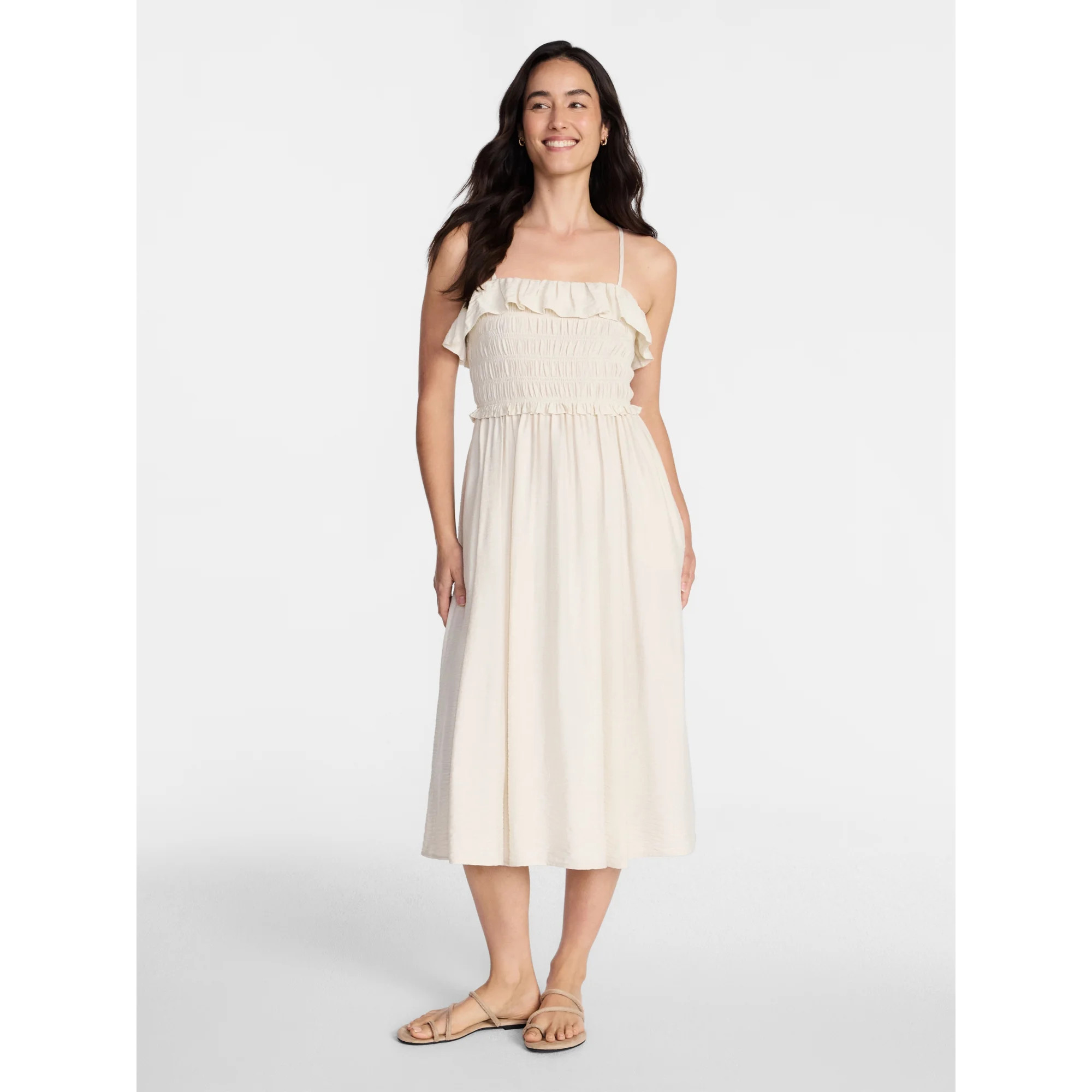 Time and Tru Women's Sleeveless Smocked Midi Dress, Sizes XS-XXXL | Walmart (US)