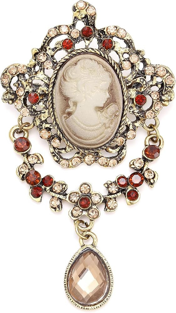 lureme Vintage Elegant Victorian Lady Beauty Cameo with Crystal Brooch Pin (br000017) | Amazon (US)
