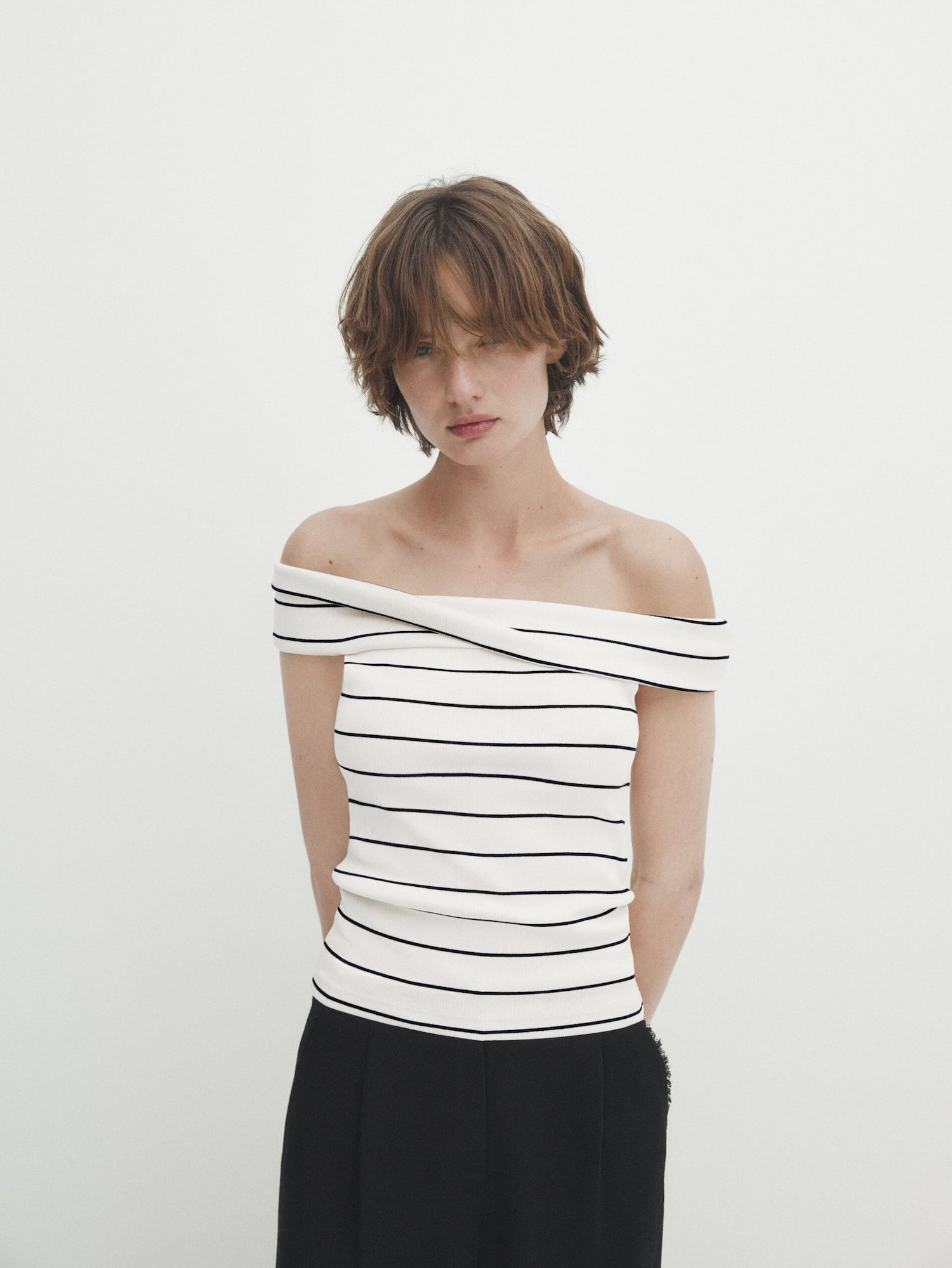 Top ribbed striped with boat neck | Massimo Dutti (US)