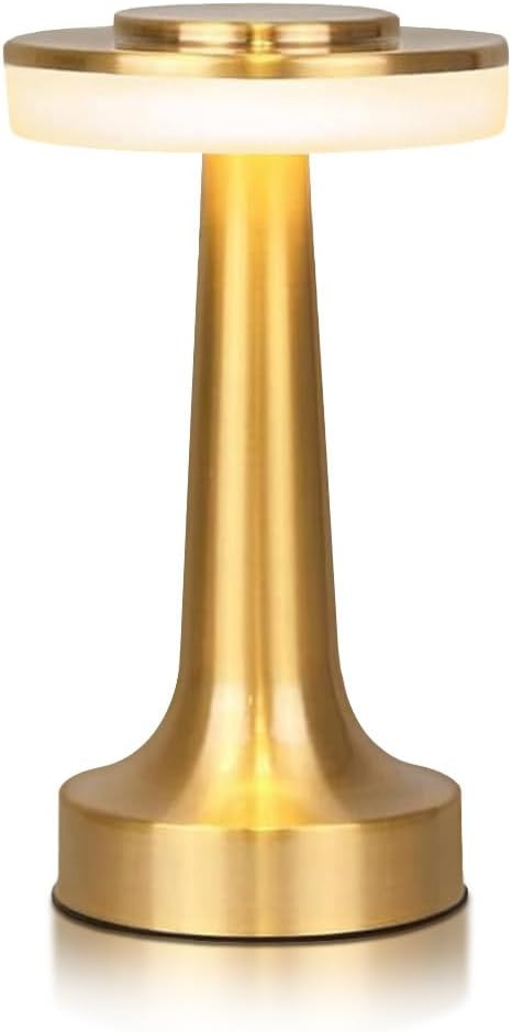 Cordless Metal Desk Lamp, Touch Sensor Control LED Table Lamp,3 Color Stepless Dimmable Battery P... | Amazon (US)