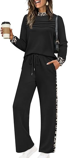 WIHOLL Two Piece Sets for Women Fall Travel Vacation Outfits 2026 Long Sleeve Lounge Sets Side Sl... | Amazon (US)
