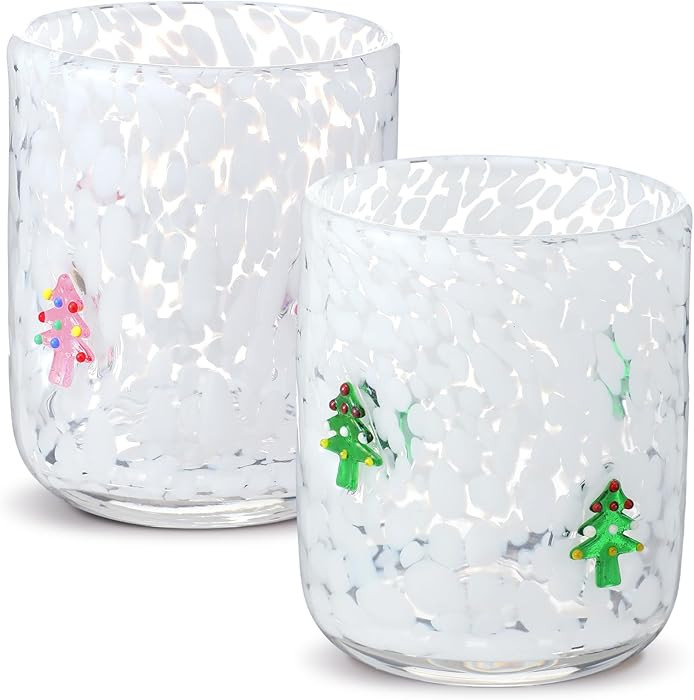 Christmas Icon Juice Glasses, 14oz Christmas Tree Icon Stemless Wine Drinking Juice Glass Cup for... | Amazon (US)