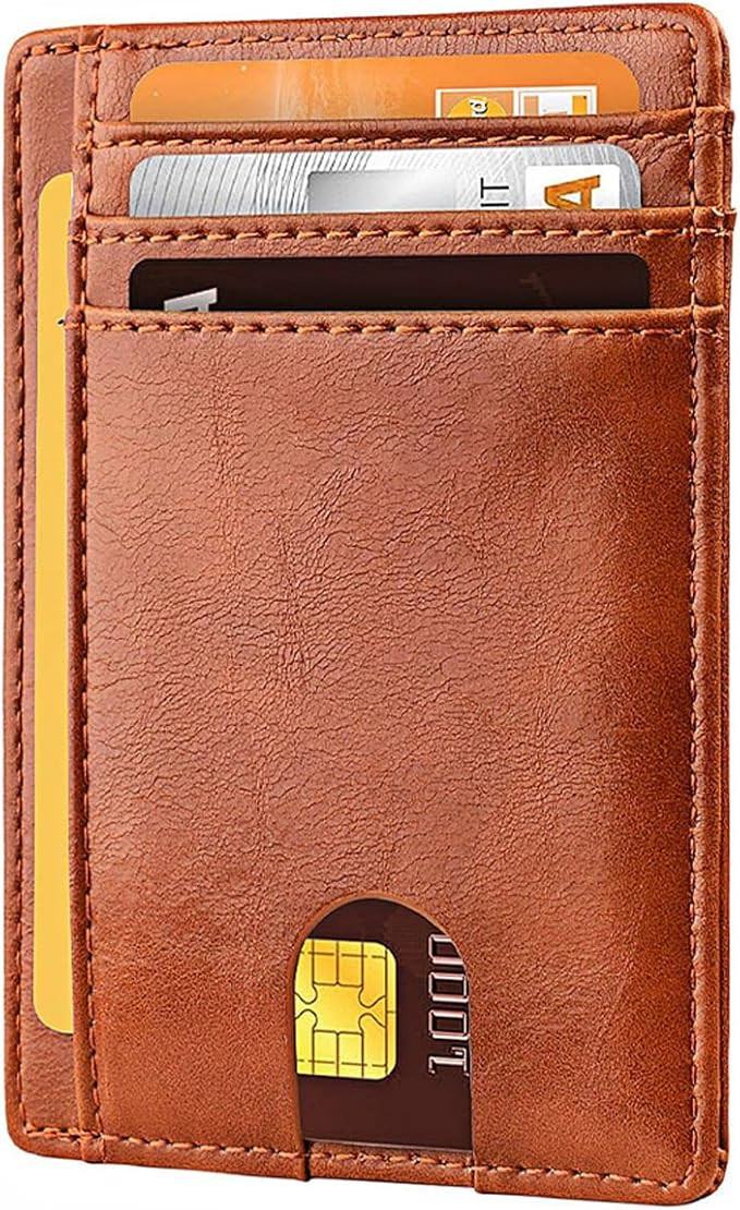 RFID Blocking Slim Leather Wallet - Front Pocket Minimalist Design for Men & Women Alaska brown | Amazon (US)