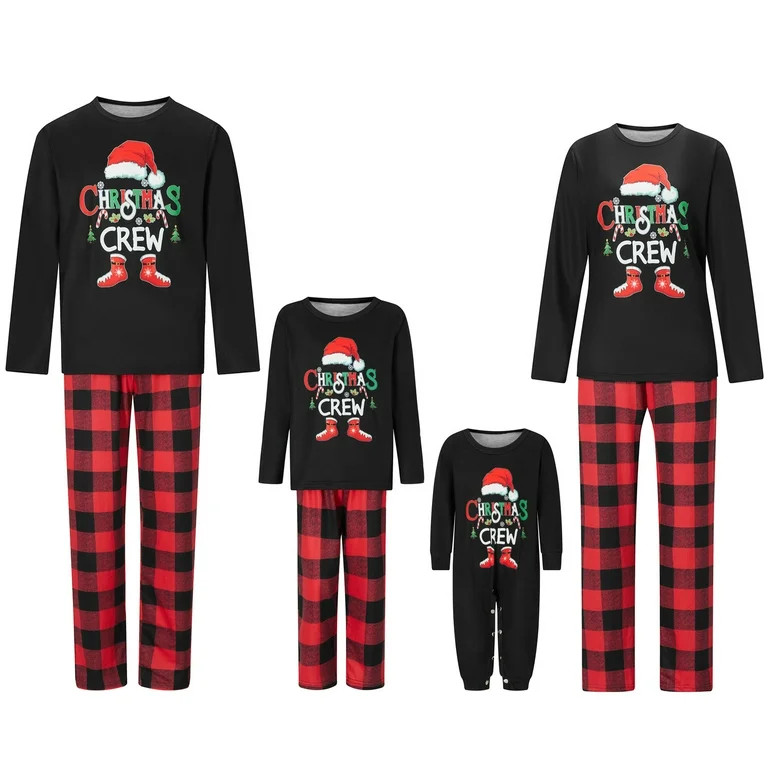 Sunisery Merry Christmas Family Matching Pajamas Sets Plaid Deer Print Holiday Xmas Pjs Sleepwear... | Walmart (US)