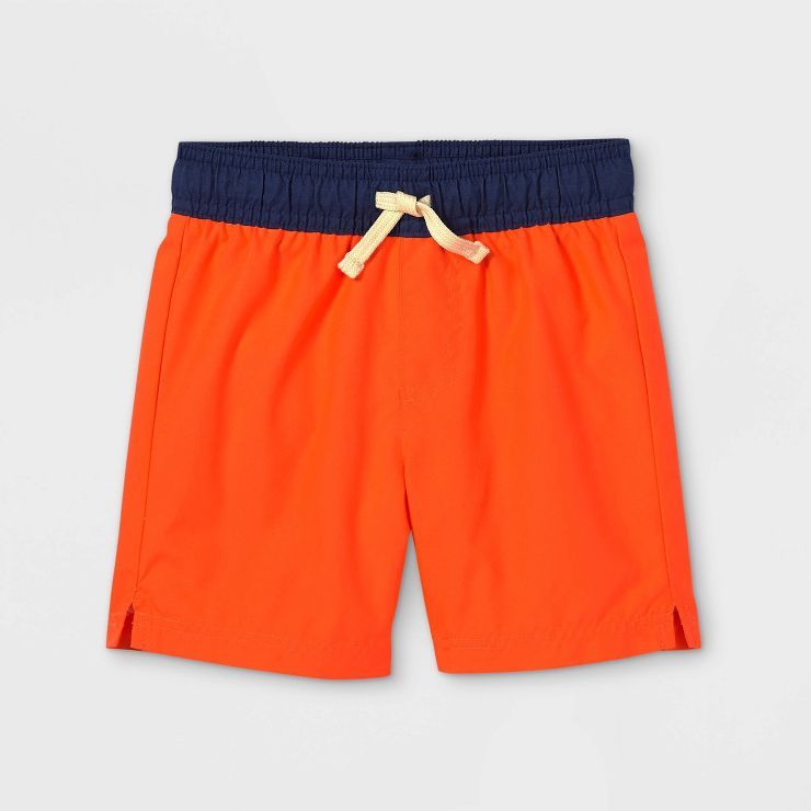 Toddler Boys' Solid Swim Trunks - Cat & Jack™ Orange | Target