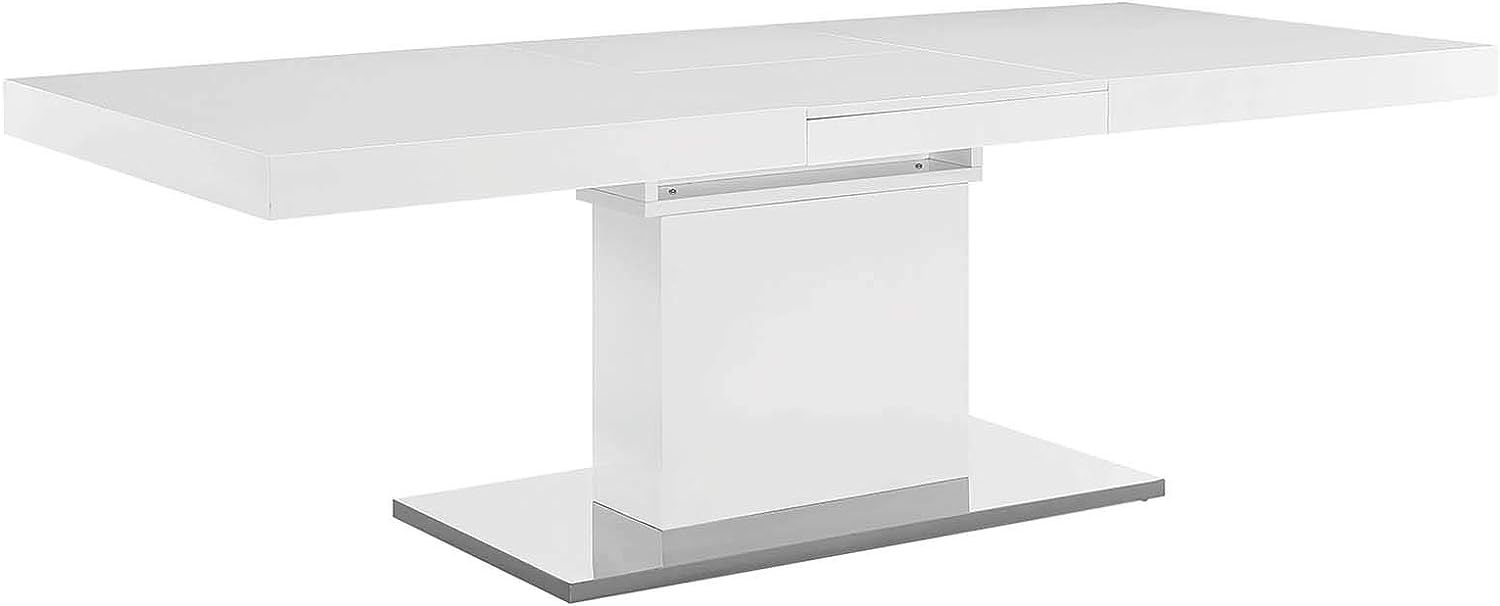 Modway Vector 71" to 95" Contemporary Modern Expandable Dining Table in White Silver | Amazon (US)