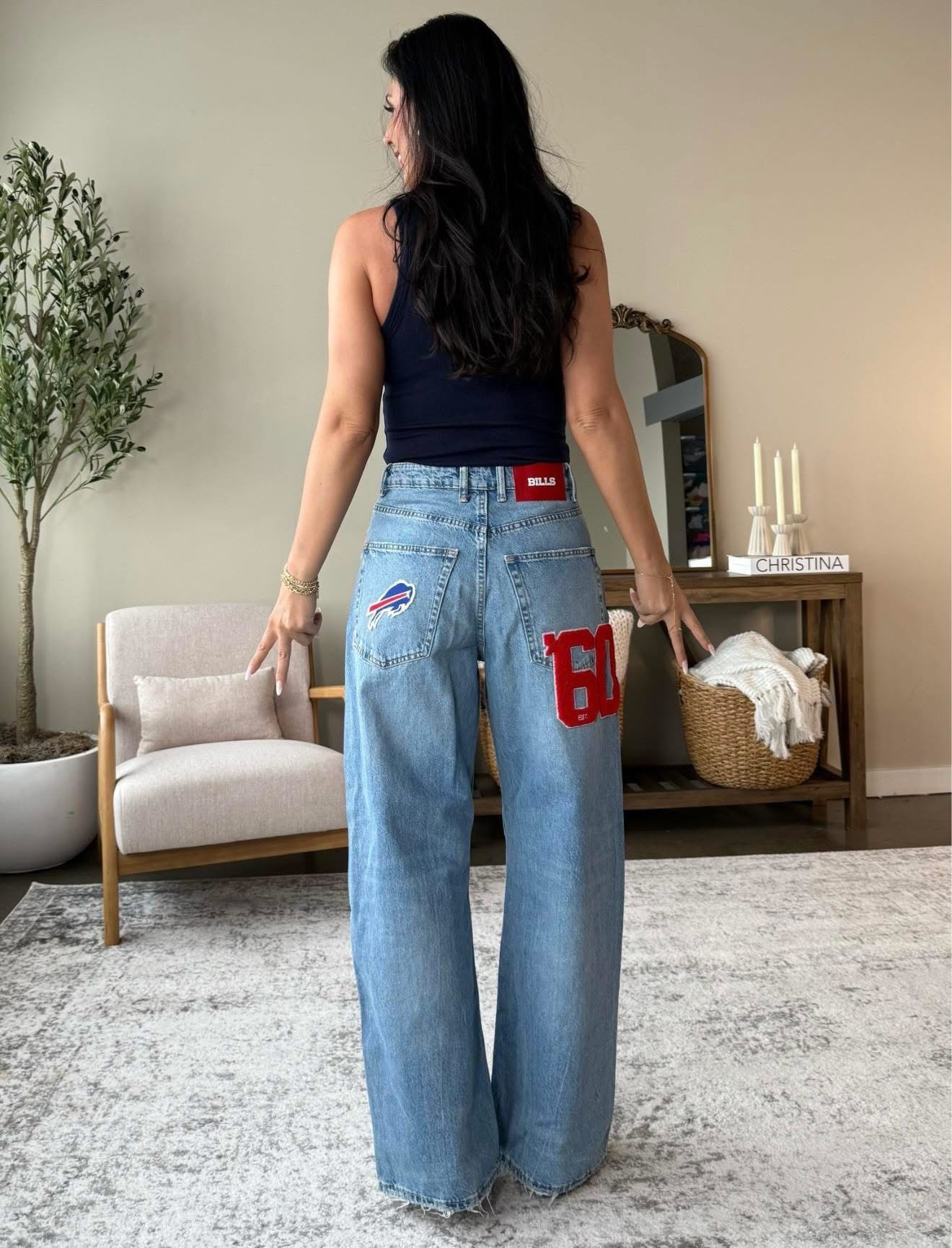 Buffalo Bills Zara denim- priceless! 
Wearing a size 4 