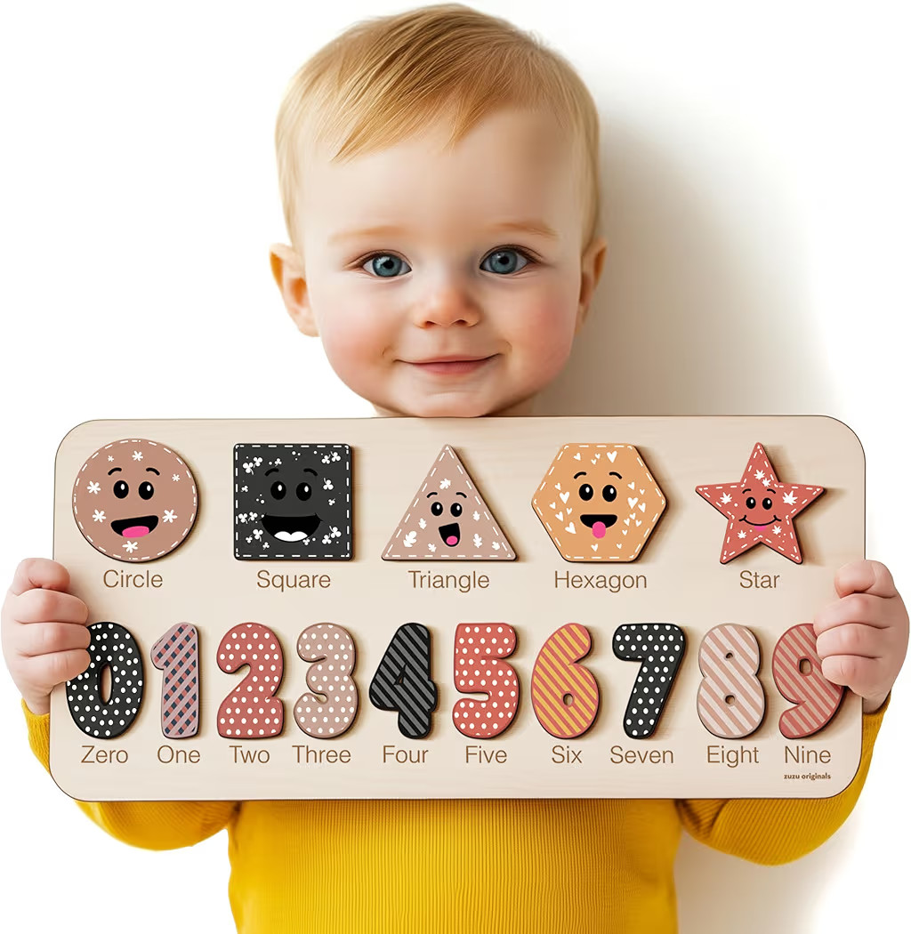 Wooden Puzzle for Toddler, Boy and Girl, Personalized Montessori Toy Puzzle, 12 Month Toy, Gifts ... | Amazon (US)