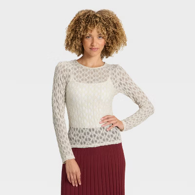 Women's Long Sleeve Lace Top - A New Day™ | Target