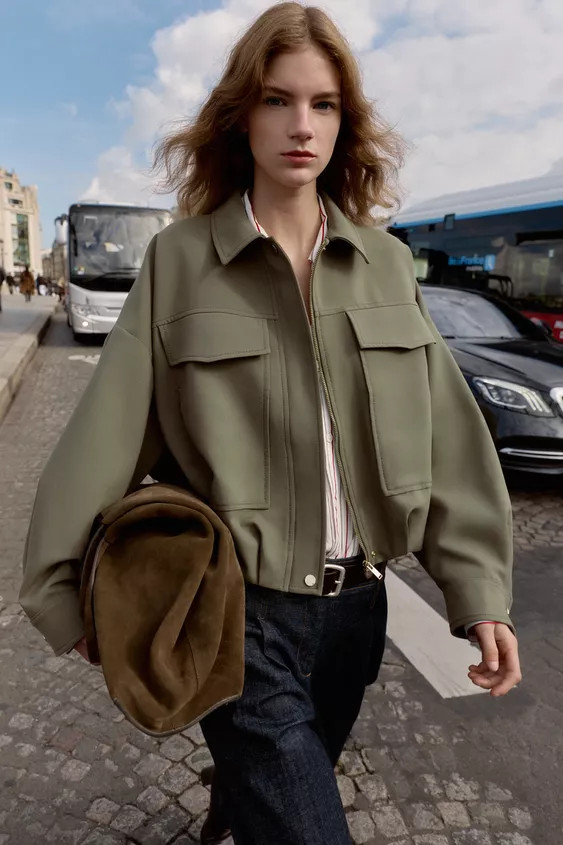 PLEATED HEM BOMBER JACKET | Zara UK