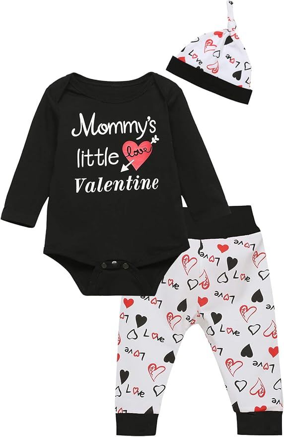 Baby Boys' Mommy's Little Valentine Outfit Clothes Cute Romper | Amazon (US)