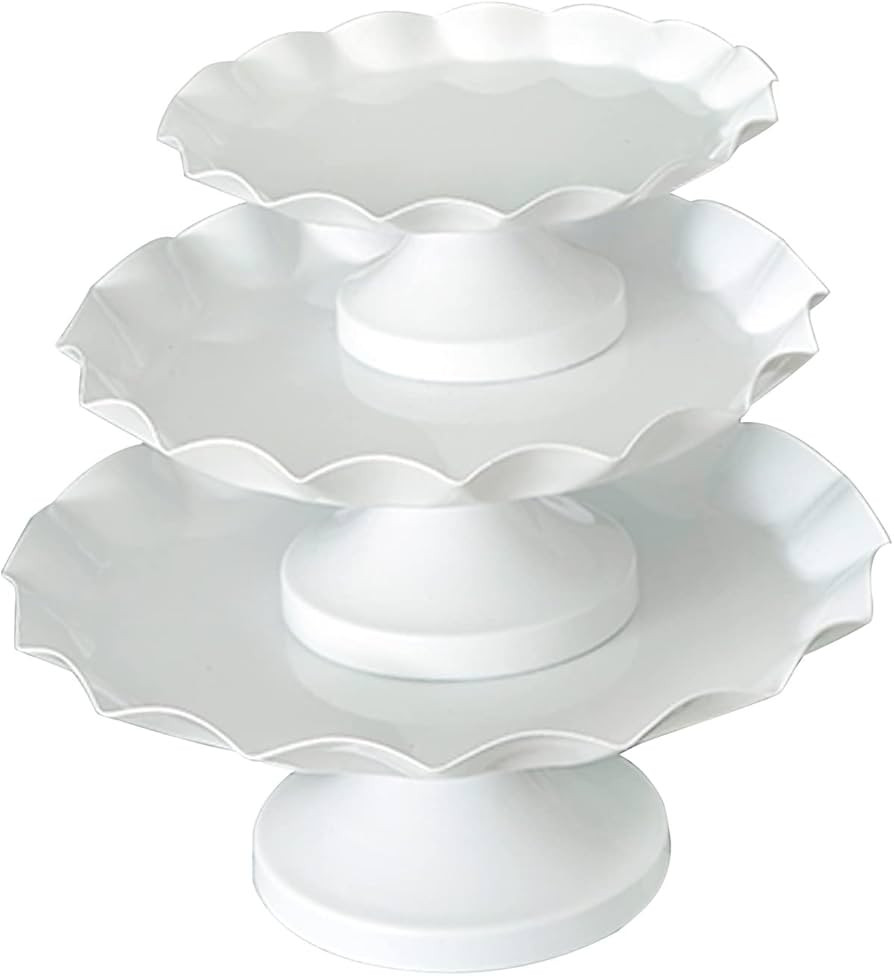 Set of 3 Pcs Wave Rim Cake Stands Iron Cake Holder Dessert Display Plate Serving Tray for Baby Sh... | Amazon (US)