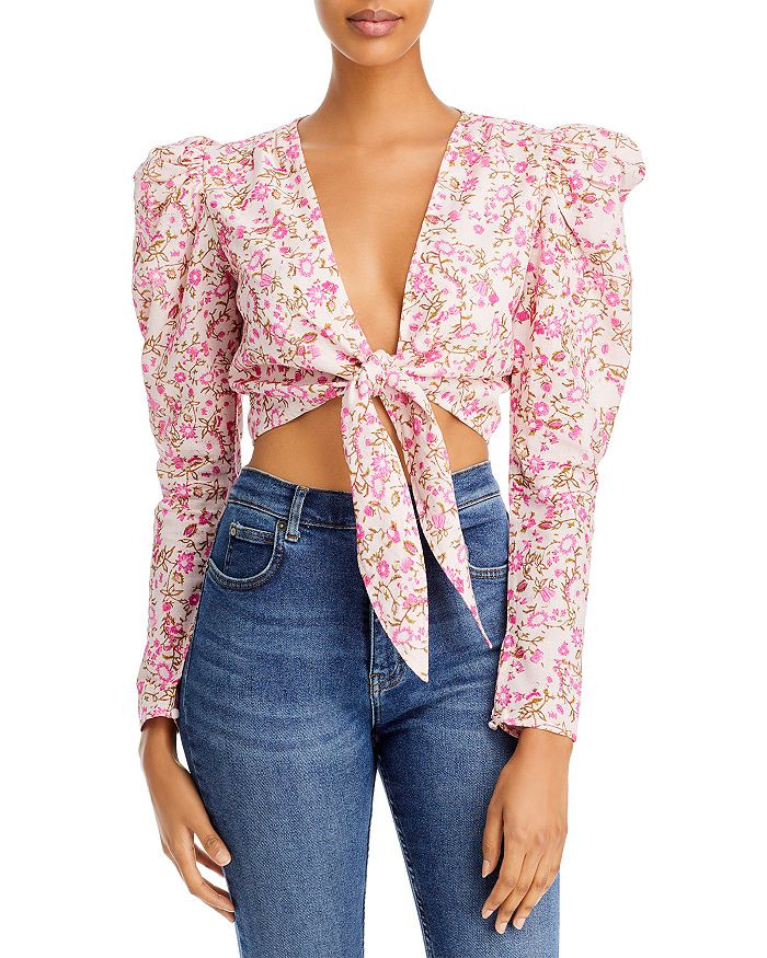 Printed Tie Front Crop Top | Bloomingdale's (US)