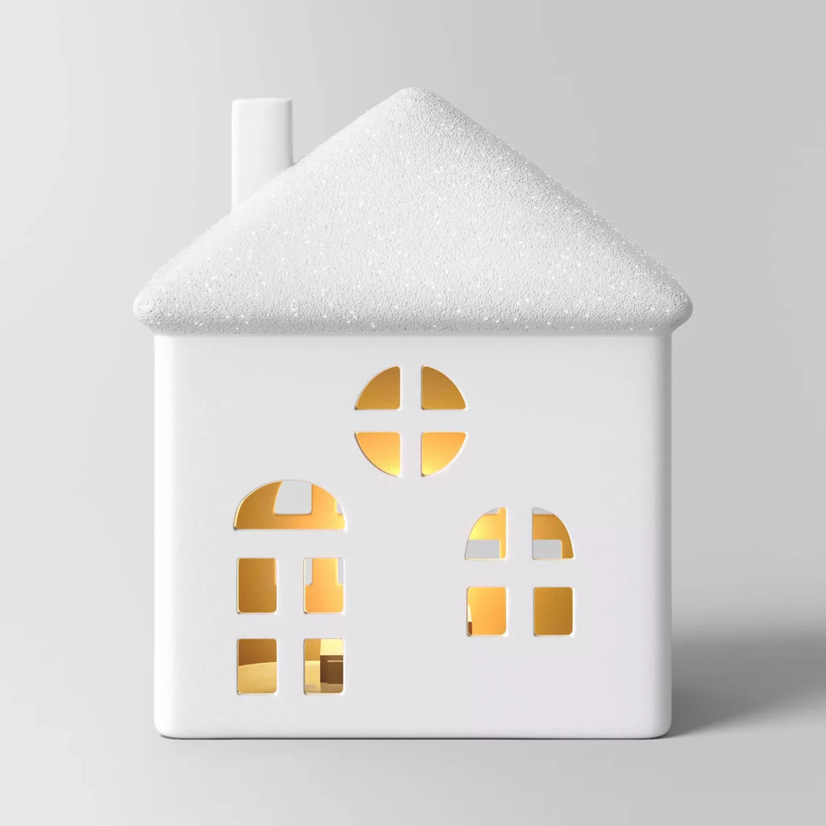 5" Battery Operated Lit Wide Ceramic House with Windows Christmas Village Building - Wondershop... | Target