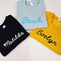 Custom Children's Embroidered Sweatshirt - Personalised Name Or Word Kids Chain Stitch Sweater Jumper Christmas Birthday Gift | Etsy (US)