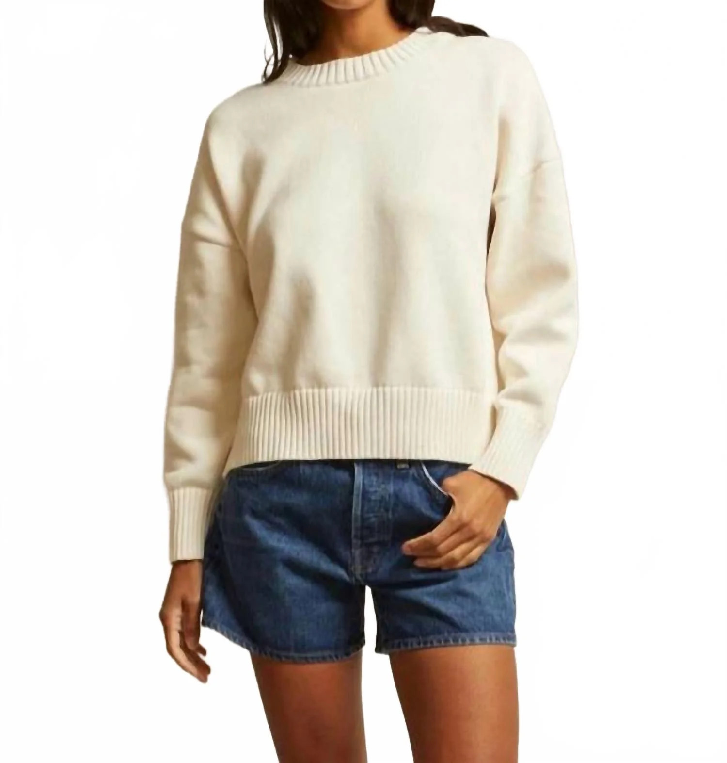 Janet Cotton Sweater In Ivory | Shop Simon