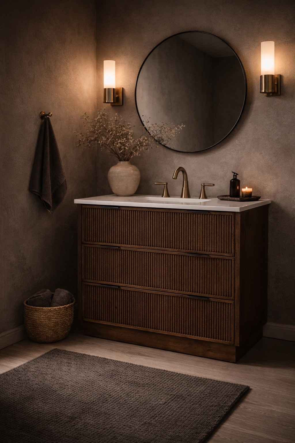 A moody bathroom moment. Love this rich brown vanity!

#LTKOver40 #LTKHome
