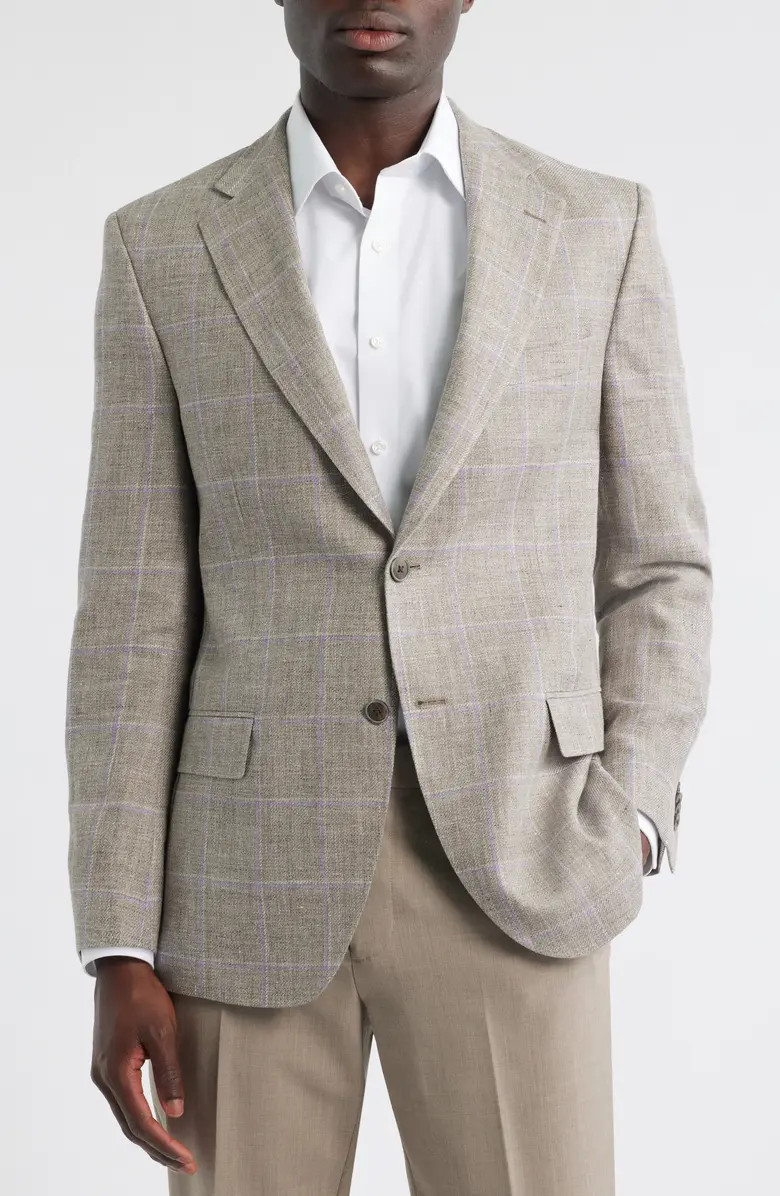 Peter Millar Hyperlight Soft Windowpane Check Linen & Wool Sport Coat | Nordstromrack | Nordstrom Rack