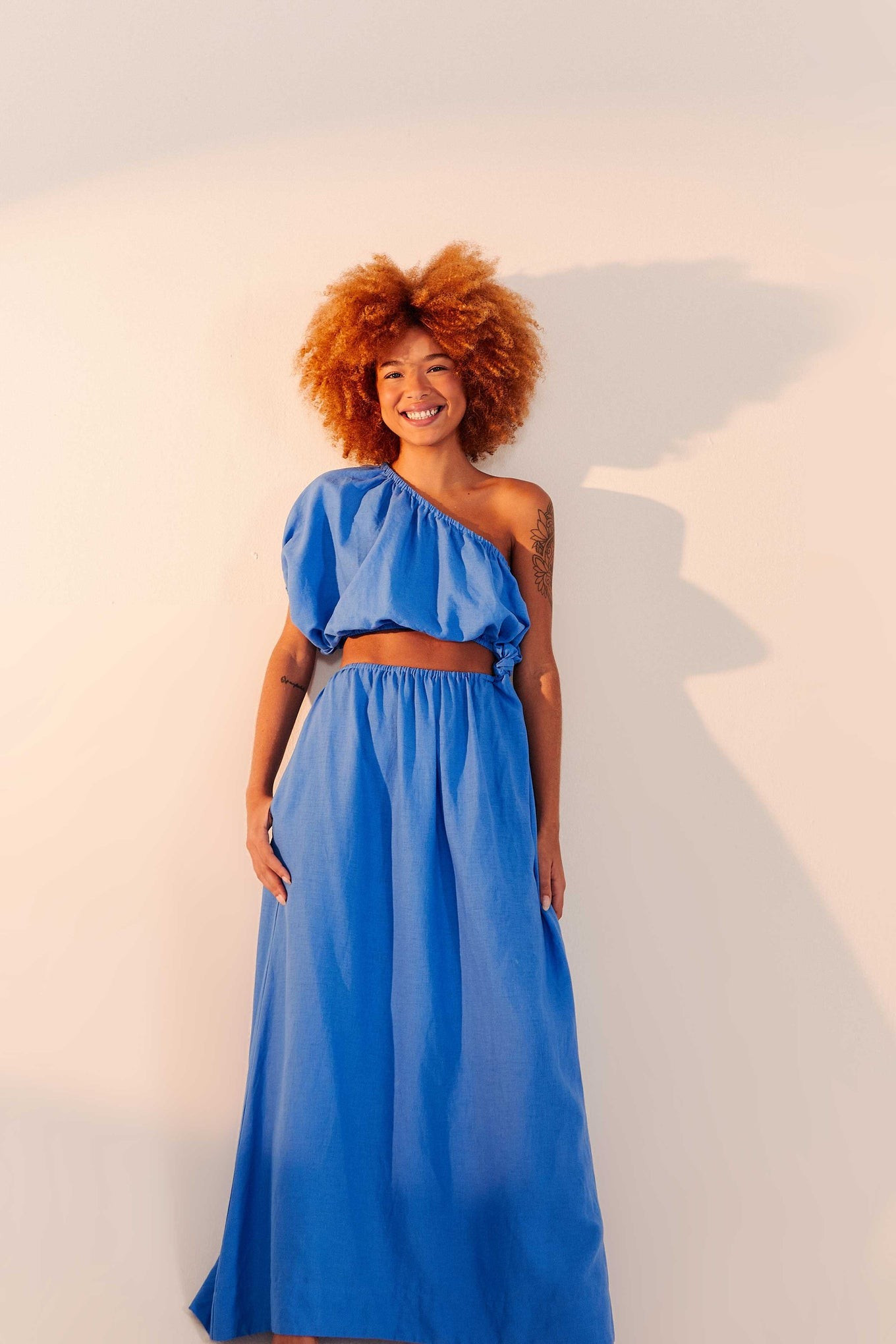 BLUE ONE SHOULDER DRESS | FarmRio (US)