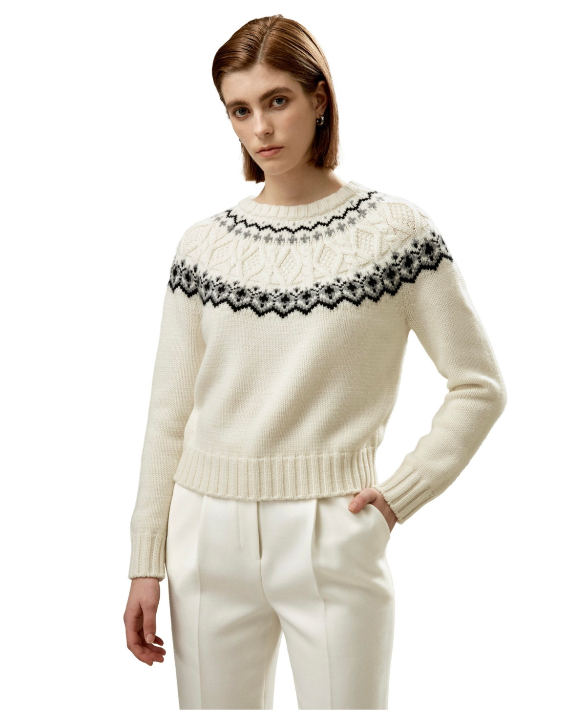 Lilysilk Women's Fair Isle Crewneck Sweater - Fair isle | Macy's
