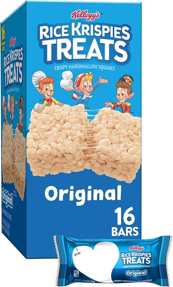 Rice Krispies Treats Marshmallow Snack Bars, Kids Snacks, Lunch Snacks, Original, 12.4oz Box (16 ... | Amazon (US)