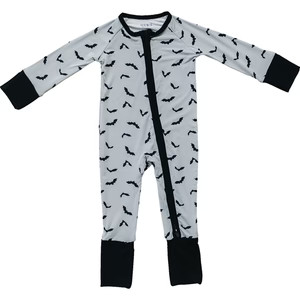 Bats Bamboo Zipper Onesie by Mebie Baby - Double Zipper & Foot Grips for Babies 0-18 Months | Mebie Baby