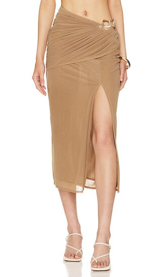 Florra Midi Skirt in Umber Brown | Revolve Clothing (Global)