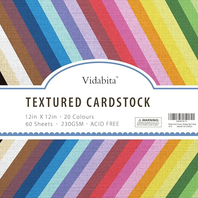 60 Sheets Colored Linen Textured Cardstock Paper 12x12 Inch, 85 lb, 20 Colors Heavyweight Multi C... | Amazon (US)