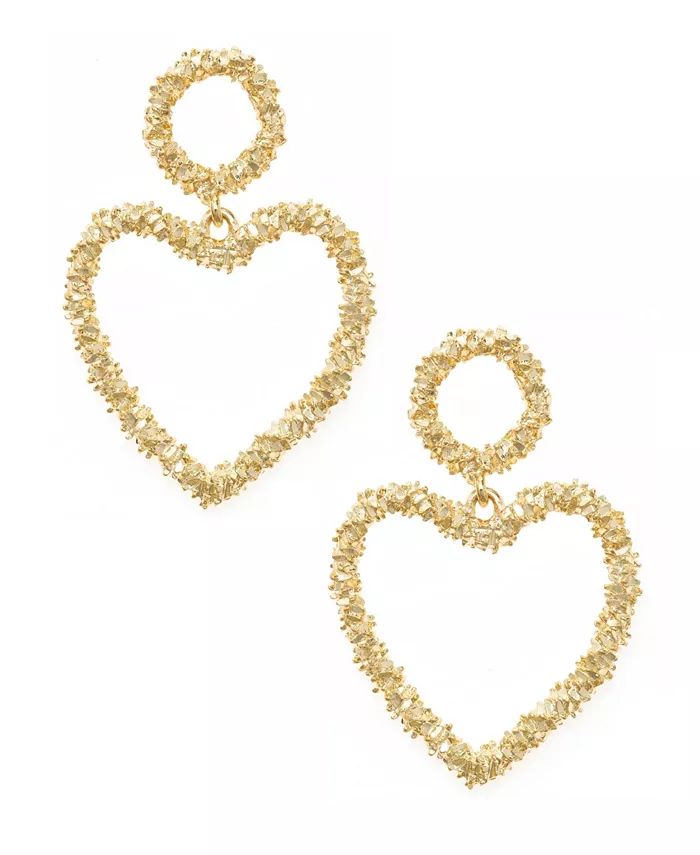 ETTIKA Gold Plated Textured Statement Heart Earrings & Reviews - Earrings - Jewelry & Watches - M... | Macys (US)