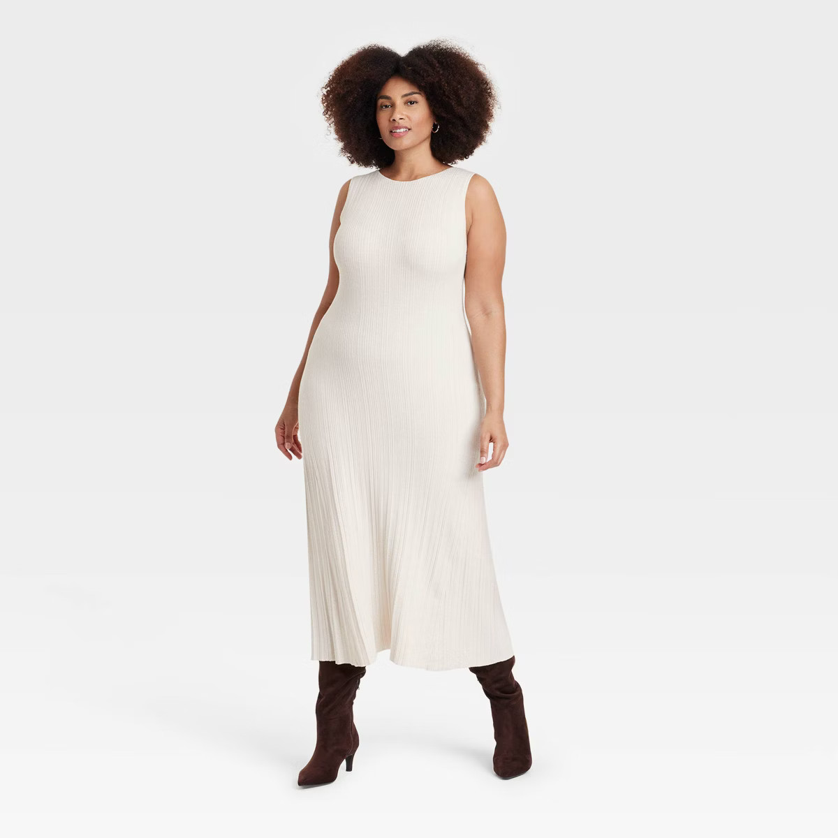 Women's Faux Plisse Midi Sweater Dress - A New Day™ | Target