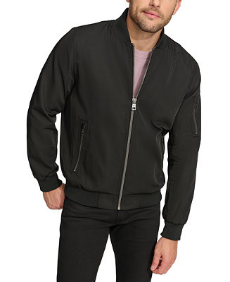 Men's Solid-Color Zipper Flight Jacket | Macy's