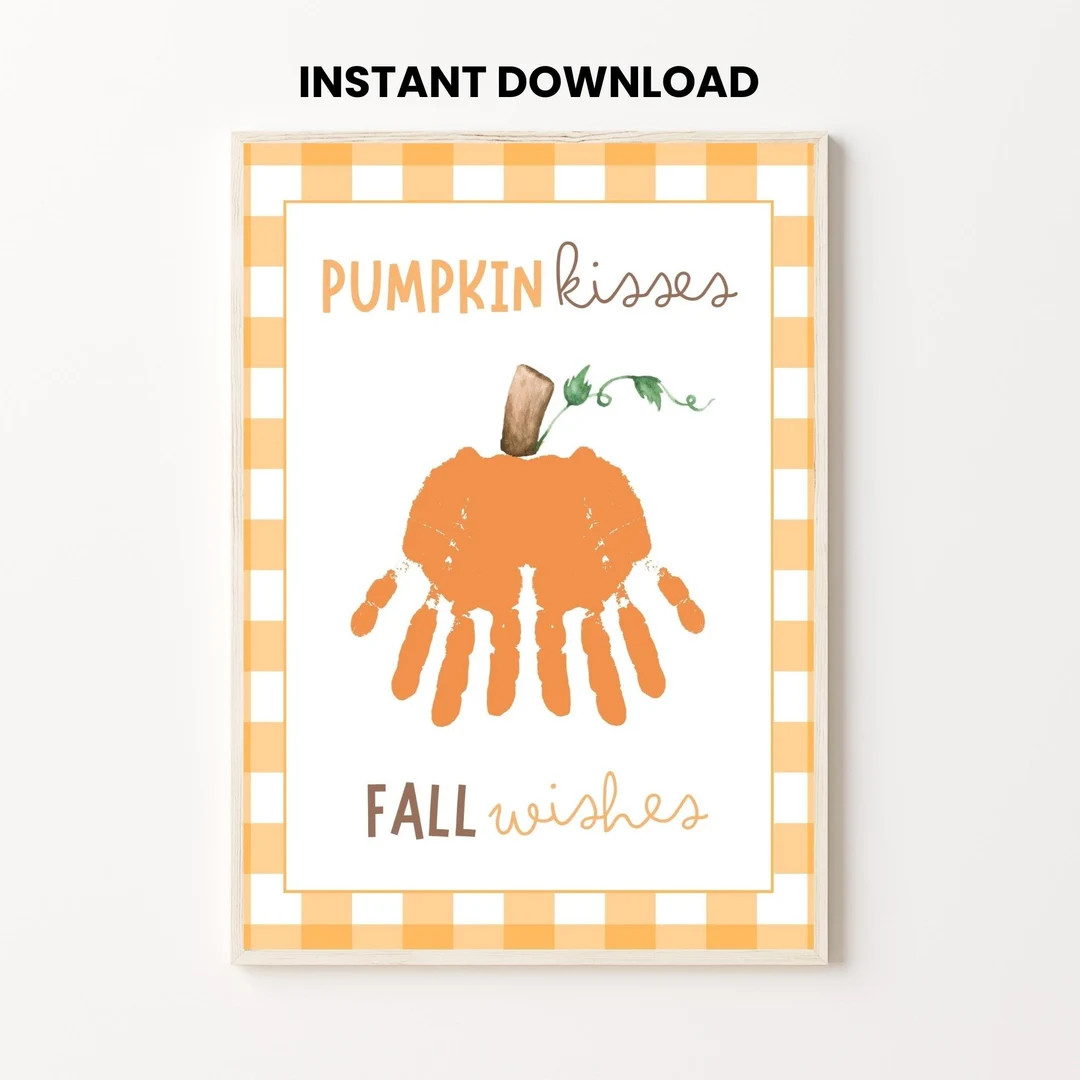 Fall or Thanksgiving Handprint Craft, Printable Pumpkin Handprint Art, Autumn, Kids, Baby, Toddle... | Etsy (US)