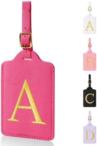 Personalized Initial Luggage Tags for Suitcases,Leather Letter Cute Luggage Tags with Privacy Nam... | Amazon (US)