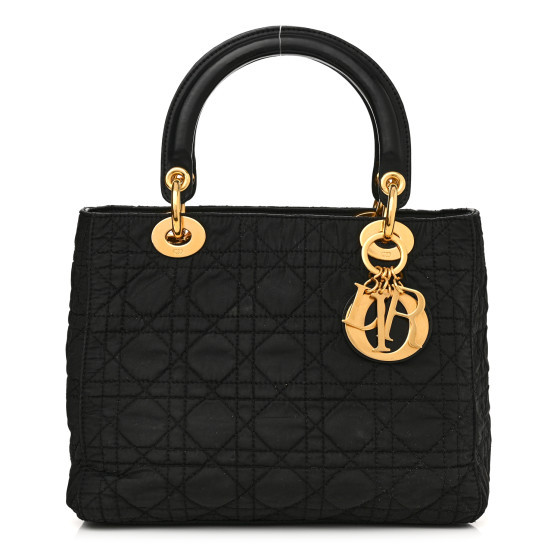 Nylon Cannage Medium Lady Dior Black | FASHIONPHILE (US)