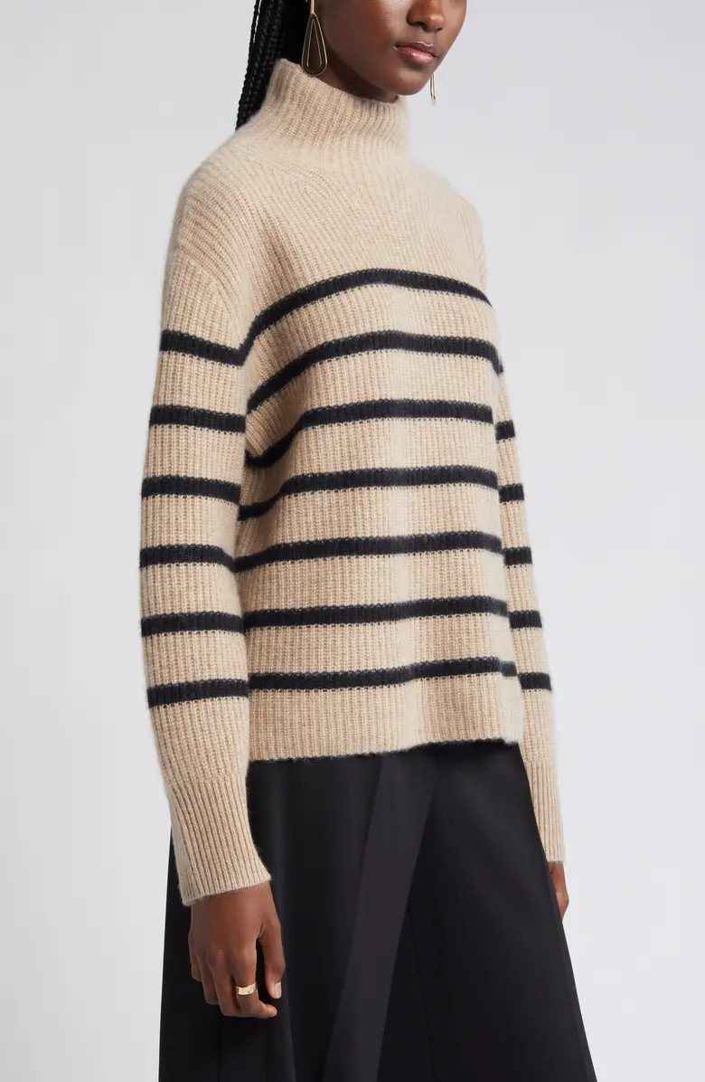 Stripe Cashmere Mock Neck Sweater | Nordstrom