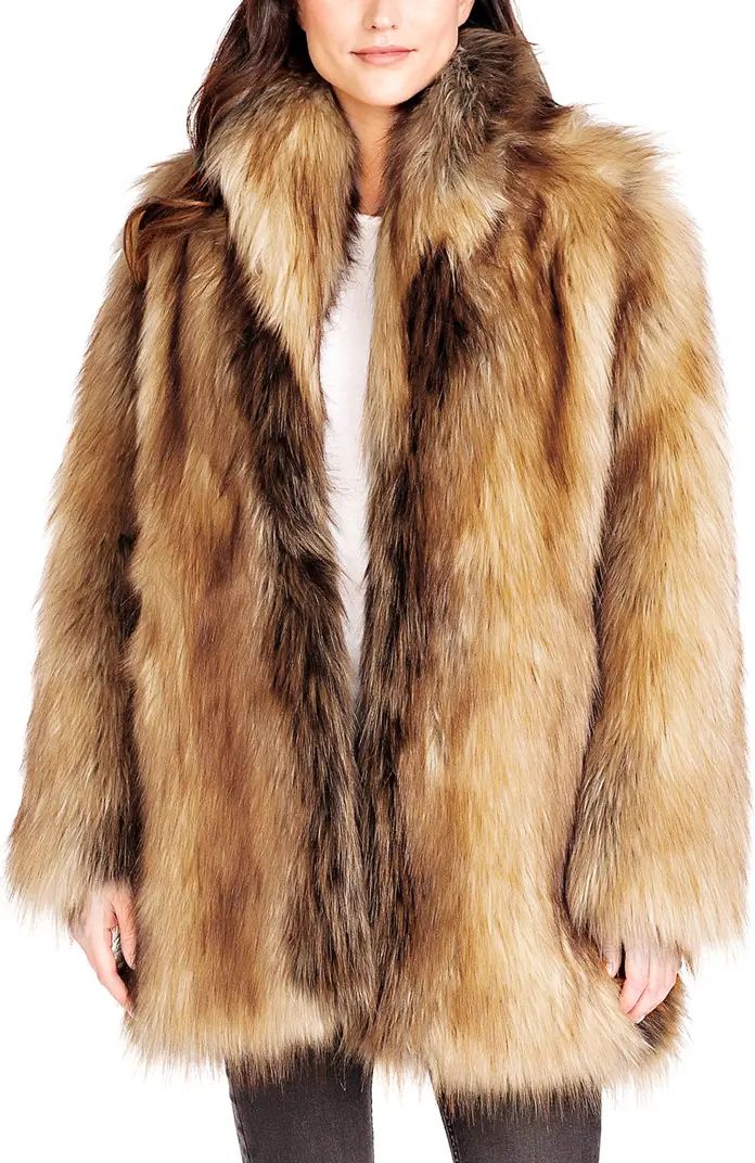 Shawl Collar Faux Fur Coat | Nordstrom