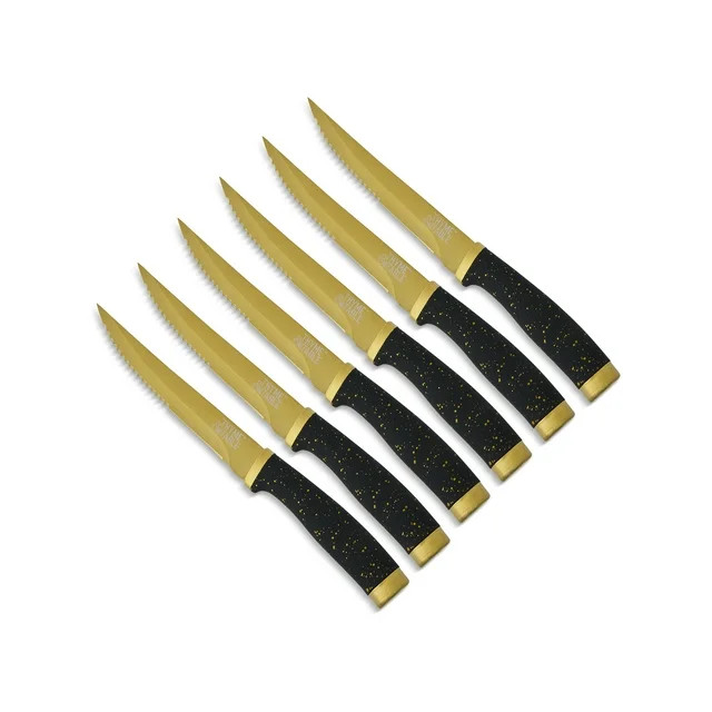Thyme & Table 6-Piece Steak Knife Set with Stainless Steel Gold Blades and Protective Sheaths | Walmart (US)
