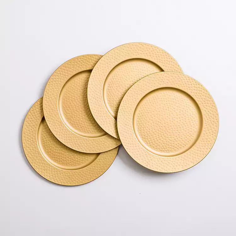 New! Gold Dotted Chargers, Set of 4 | Kirkland's Home