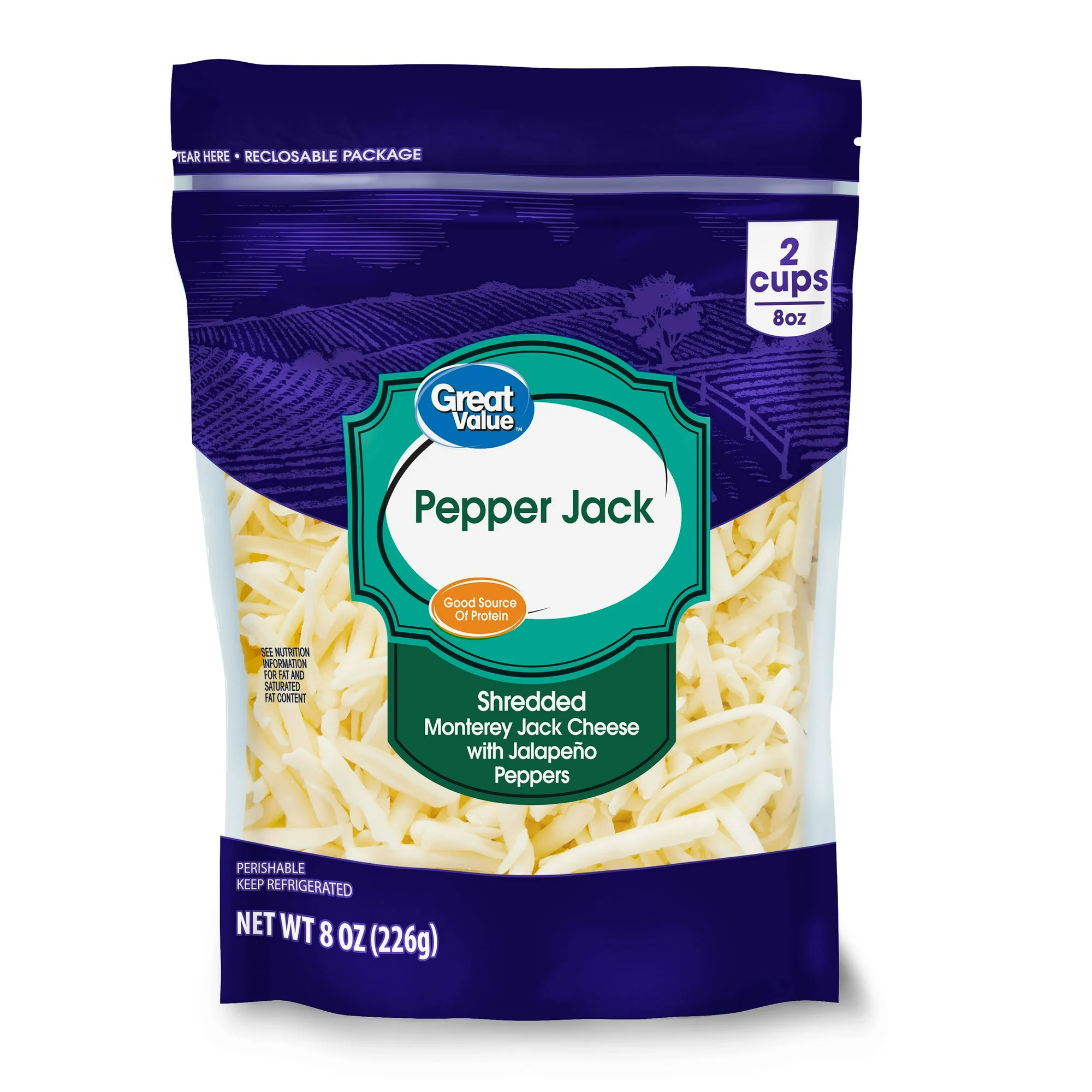 Great Value Pepper Jack Shredded Cheese, 8 oz Bag | Walmart (US)