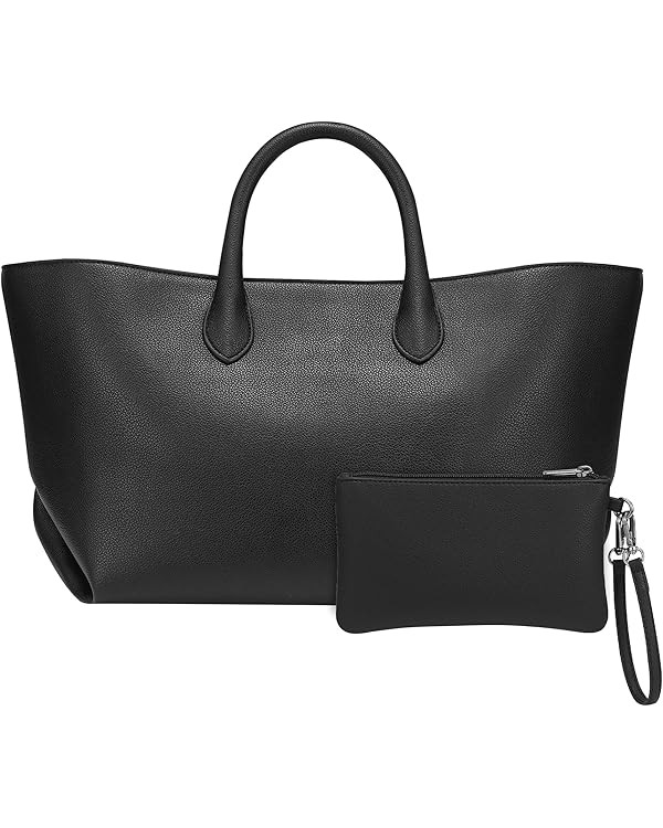 CHUNLI Leather Tote Bag for Women, Large Top-handle Handbags with Detachable Pocket for Work Trav... | Amazon (US)