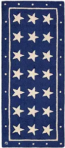 Artist-Designed Blue Stars Hand-Hooked Wool Runner Rug - Patriotic Rug for Entryways, Hallways, L... | Amazon (US)