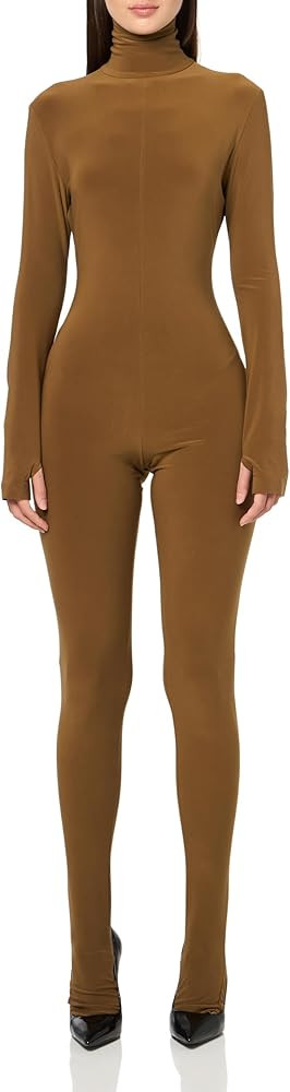 Norma Kamali womens Long Sleeve Slim Fit Turtle Catsuit W/Footie | Amazon (US)