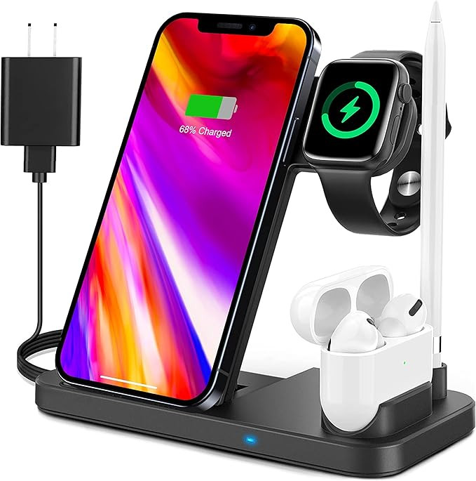 4 in 1 Wireless Charging Station, 2021 Upgraded Wireless Charger Stand Compatible with Apple Watc... | Amazon (US)