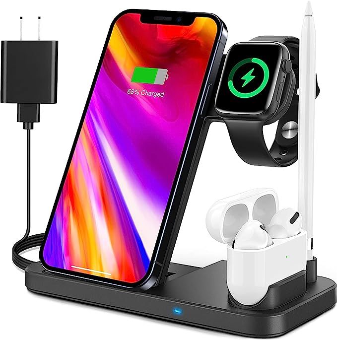 4 in 1 Wireless Charging Station, 2021 Upgraded Wireless Charger Stand Compatible with Apple Watc... | Amazon (US)