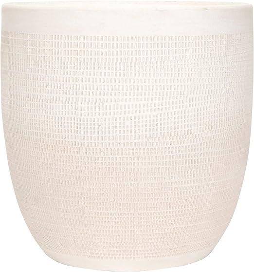 Creative Co-Op Coastal Embossed Textured Stoneware Planter, Matte White | Amazon (US)