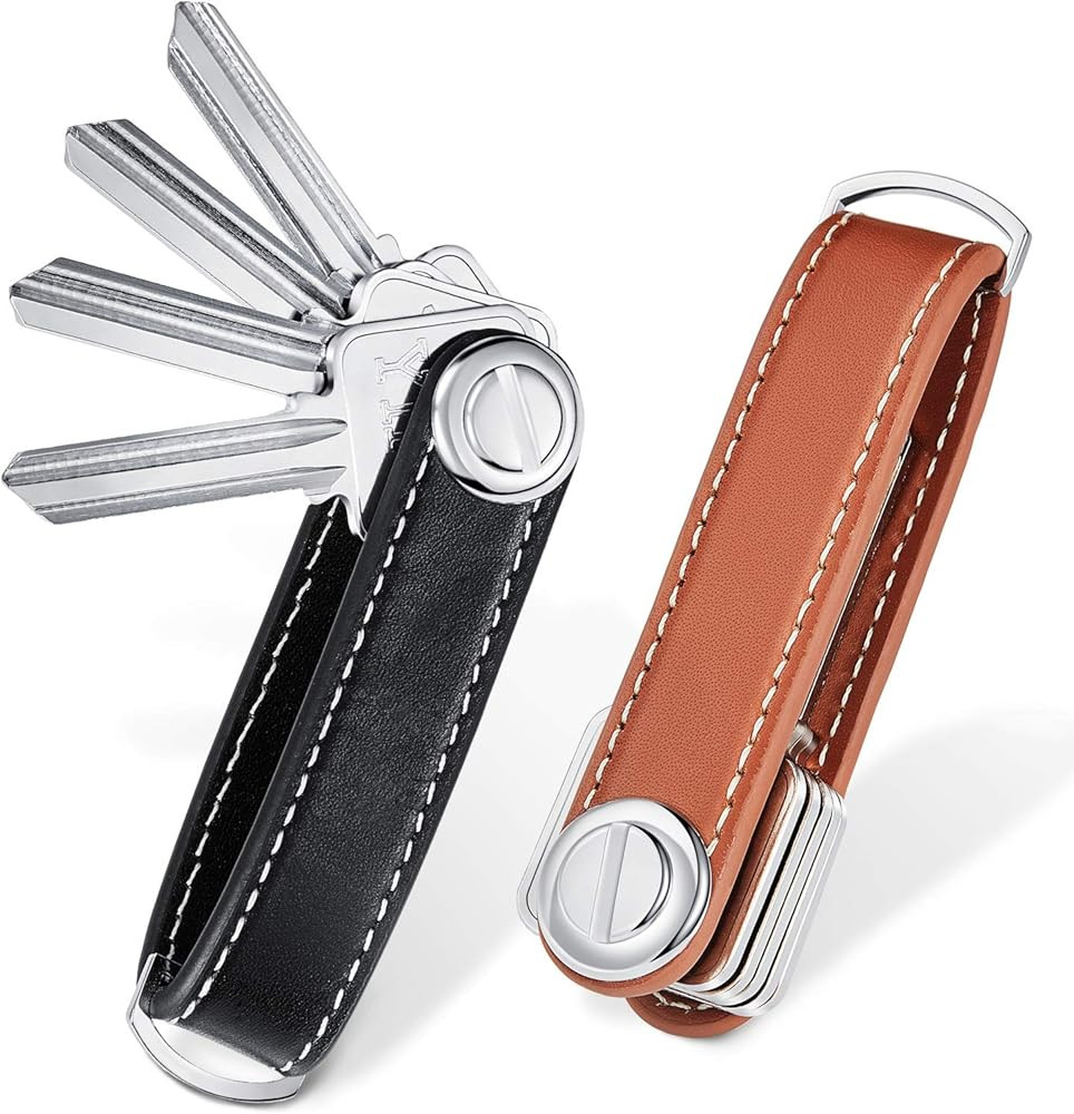2 Sets Leather Key Organizer Compact Key Holder Folding Pocket Key Holder up to 16 Keys for Mens ... | Amazon (US)