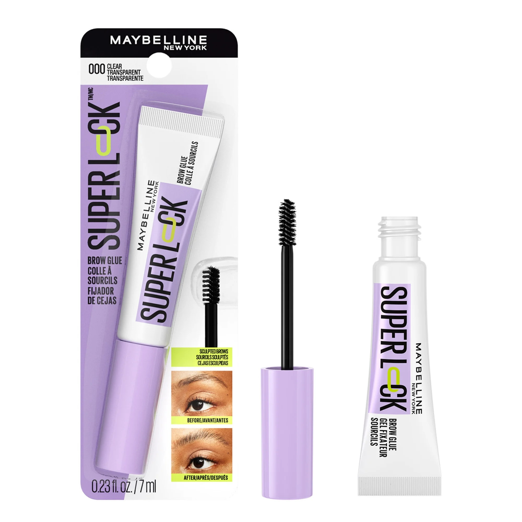 Maybelline Super Lock Brow Glue Clear Eyebrow Gel, Clear, 0.23 fl oz | Walmart (US)