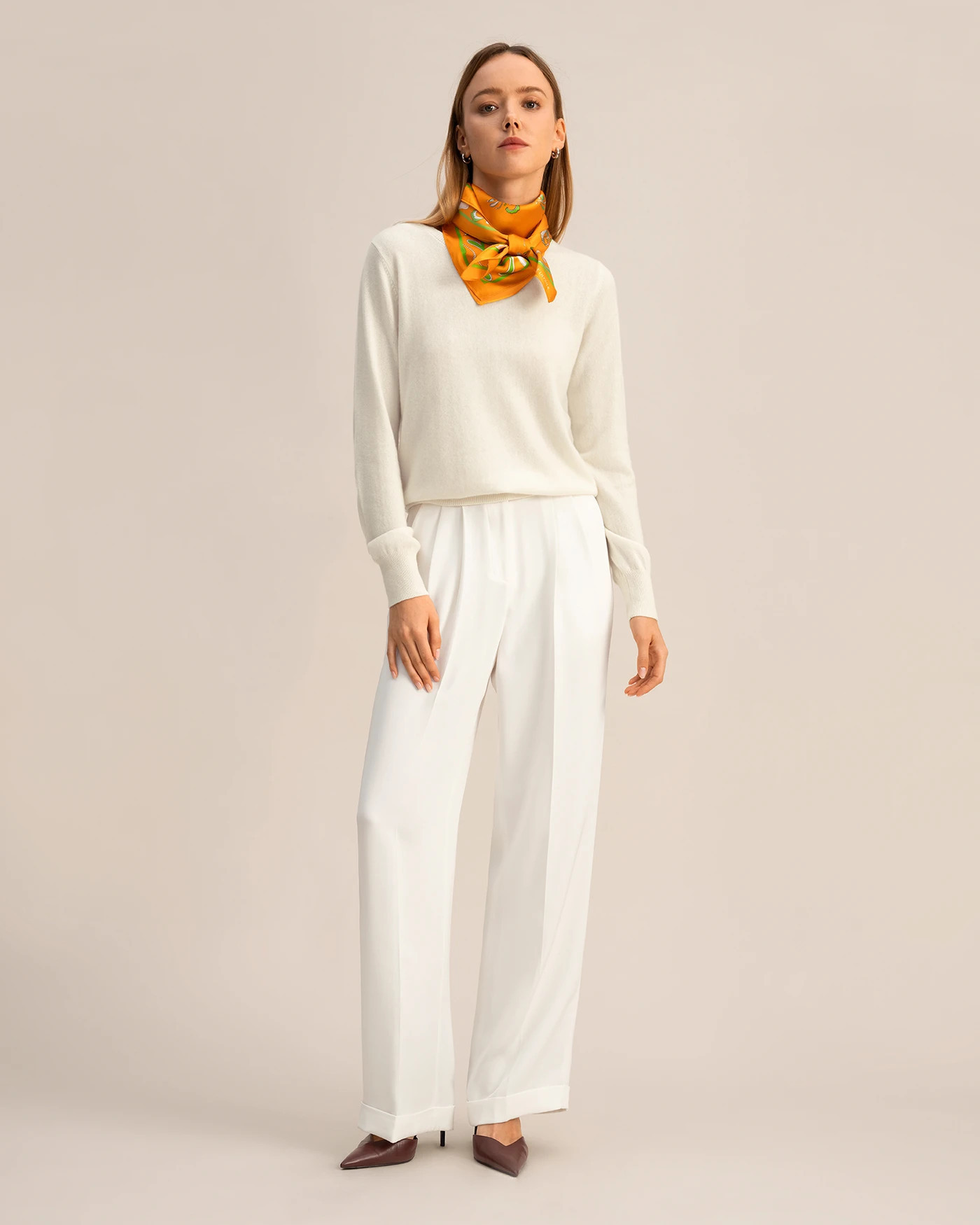 Timeless Pleated Wide-Leg Dense Silk Trousers | LilySilk